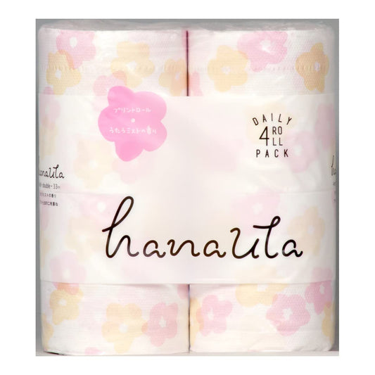 ｈａｎａｕｔａプリント　４Ｒダブル 容量4缶 西日本衛材 トイレットペーパー
