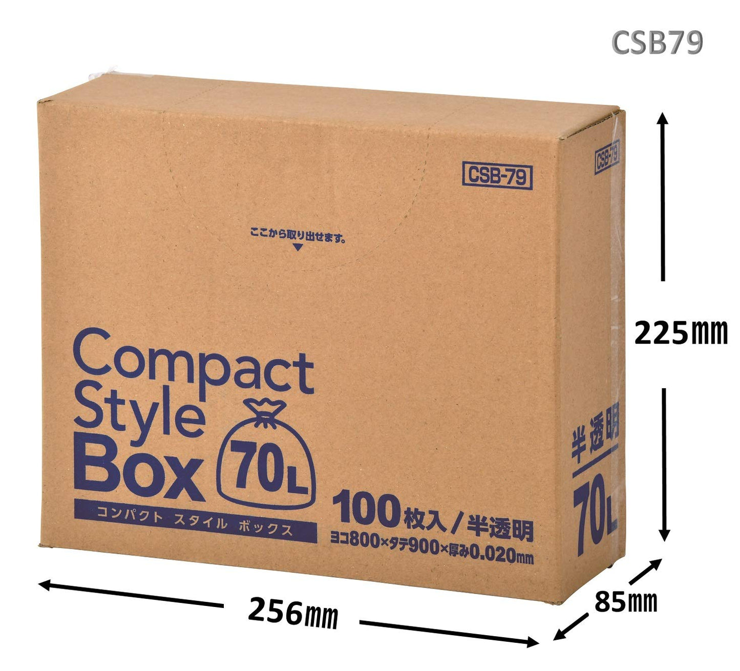 CSB79 コンパクトスタイル 45LBOX半透明100枚 容量100枚 ジャパックス ゴミ袋・ポリ袋