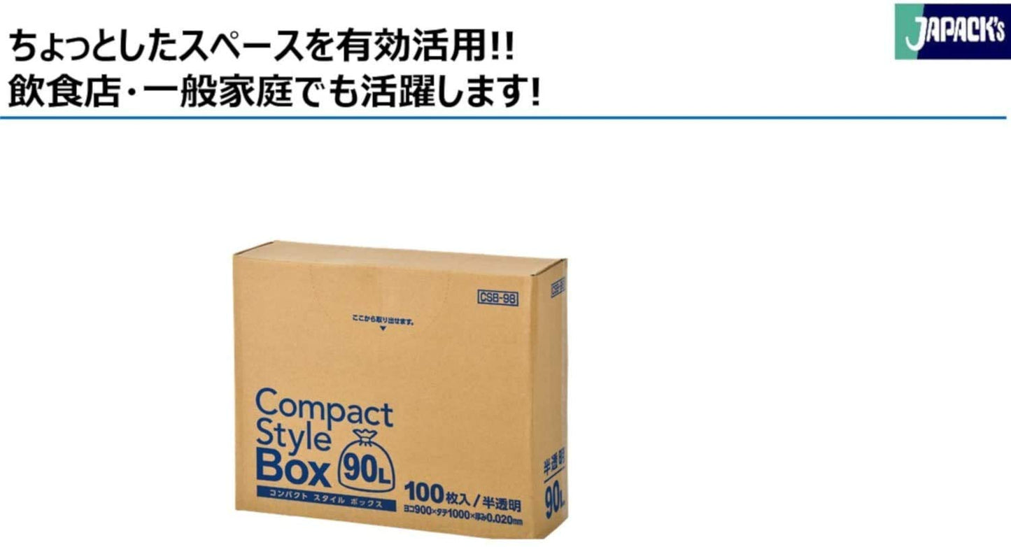 CSB98 コンパクトスタイル 90LBOX半透明100枚 容量100枚 ジャパックス ゴミ袋・ポリ袋