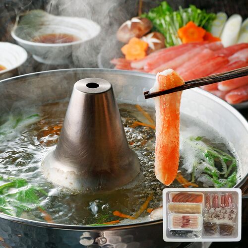 海鮮しゃぶしゃぶセット （生ずわいがに300g×2、たこ100g×4、生甘海老10本×3、生帆立貝柱100g×4、サーモン100g×3、昆布、たれ）