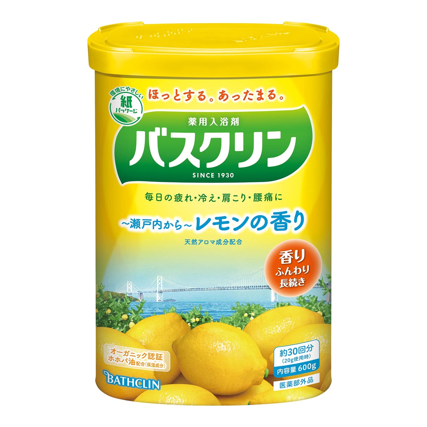 【まとめ買い】バスクリン　レモンの香り　６００Ｇ 容量600G×15点セット バスクリン 入浴剤