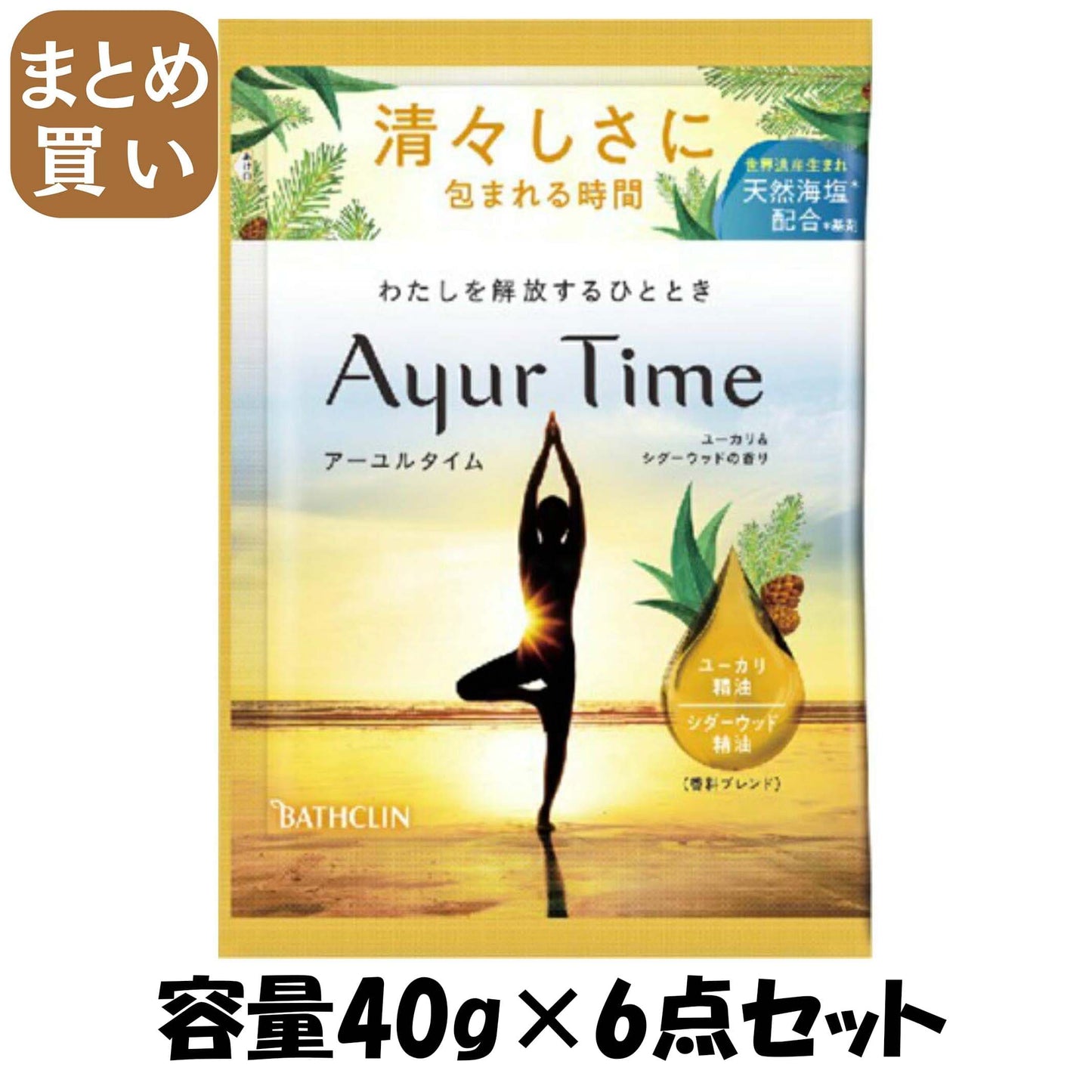 【まとめ買い】アーユルタイム　ユーカリ＆シダーウッドの香り　４０ｇ 容量40G×6点セット バスクリン 入浴剤
