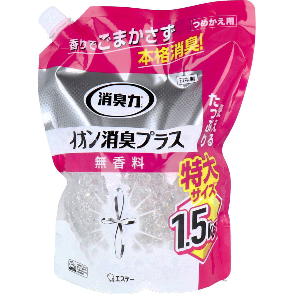 【まとめ買い】消臭力クリアビーズ　イオン消臭プラス　特大　つめかえ　無香料 容量1500G×6点セット エステー 芳香剤・部屋用