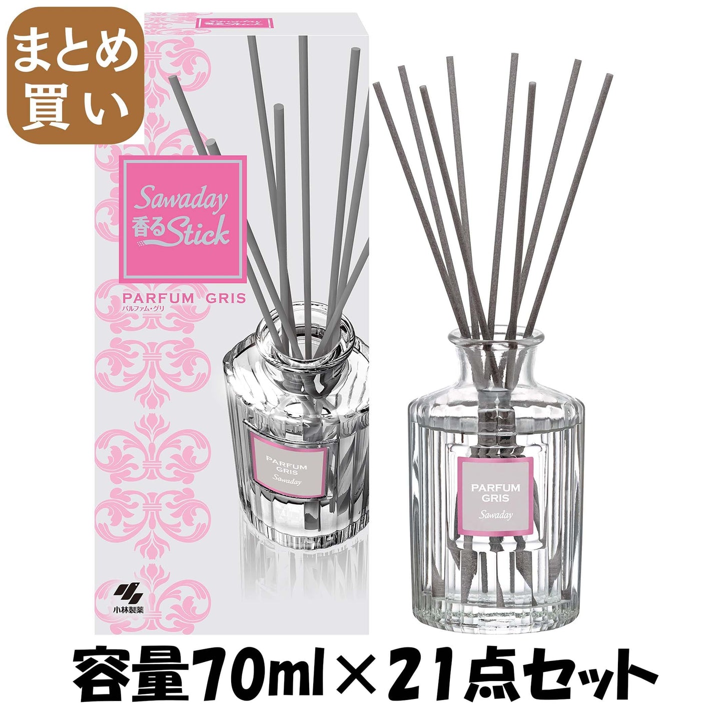 【まとめ買い】Ｓａｗａｄａｙ香るＳｔｉｃｋ　パルファムグリ　７０ｍｌ 容量70ML×21点セット 小林製薬 芳香剤・部屋用