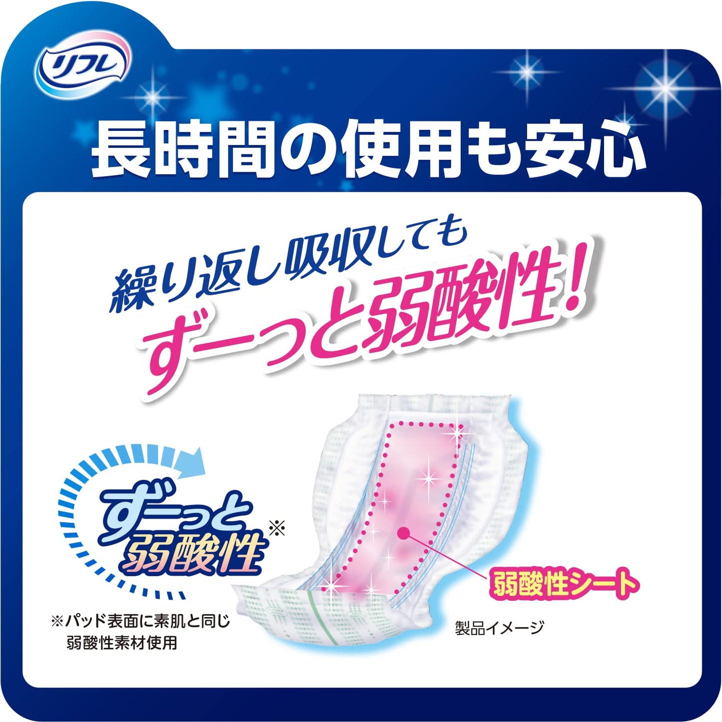【まとめ買い】リフレ お肌のことを考えた1枚で一晩中安心パッド 6回吸収 26枚 容量26枚×4点セット 大人用オムツ