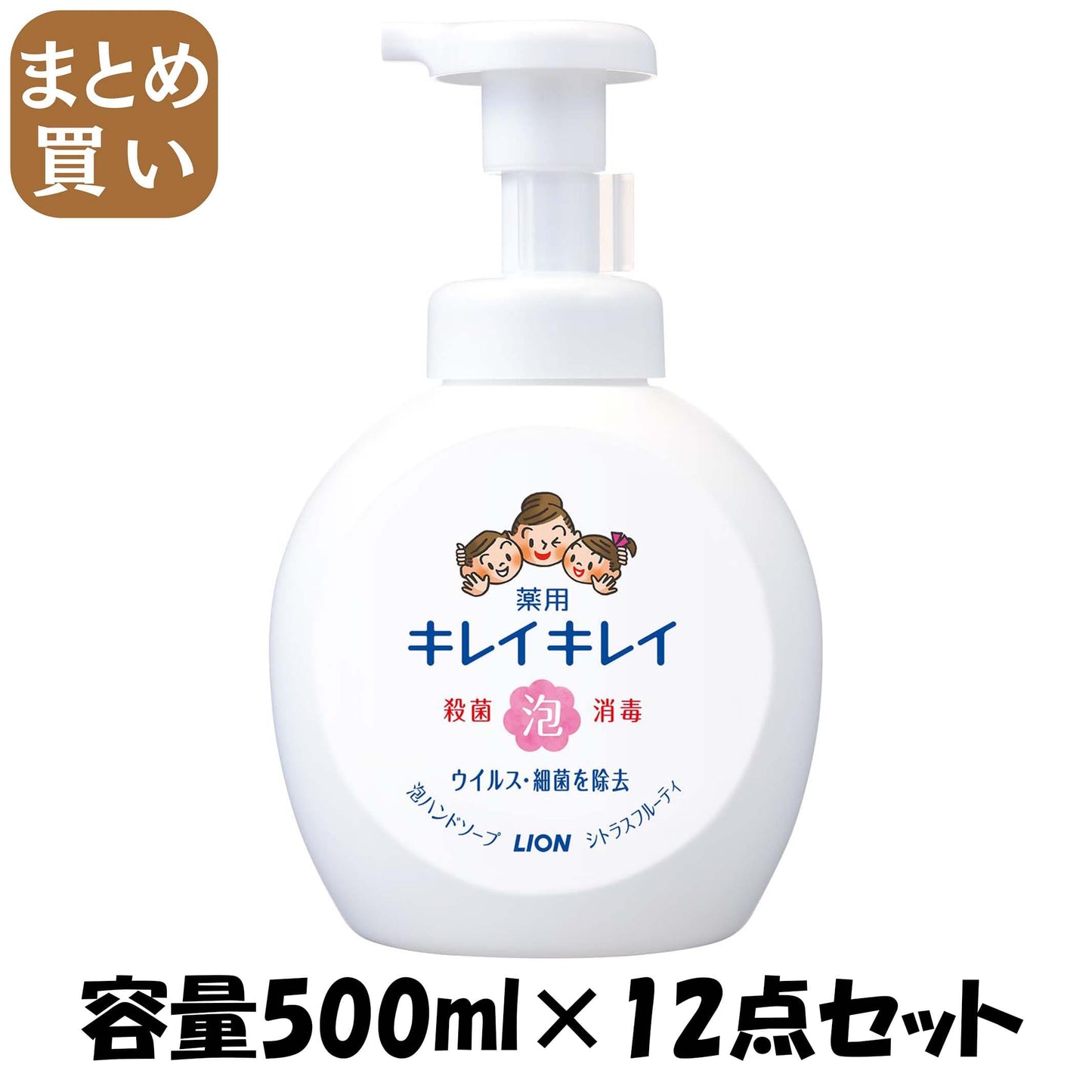 【まとめ買い】キレイキレイ薬用泡ハンドソープ　本体大型サイズ　シトラスフルーティの香り 容量500ML×12点セット ハンドソープ