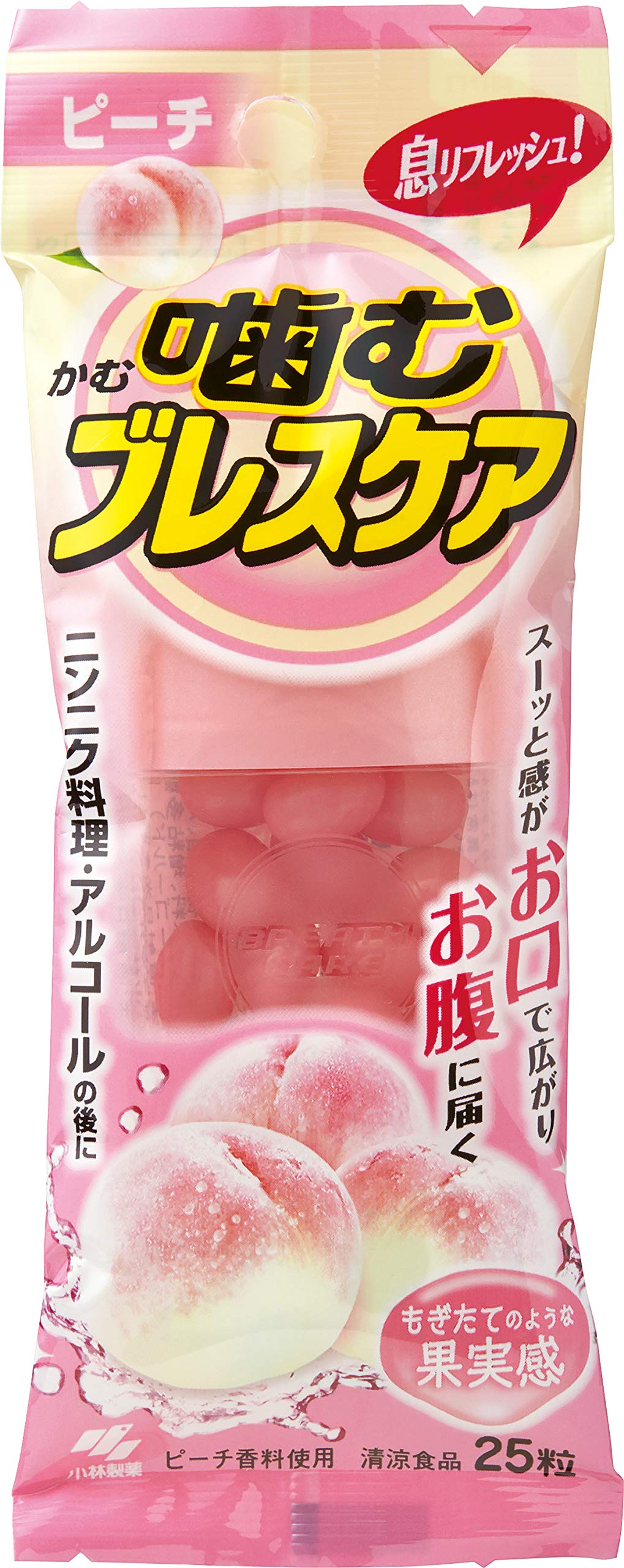 【まとめ買い】噛むブレスケアピーチ２５粒　Ｍピーチ 容量25コ×6点セット 小林製薬 マウスウォッシュ