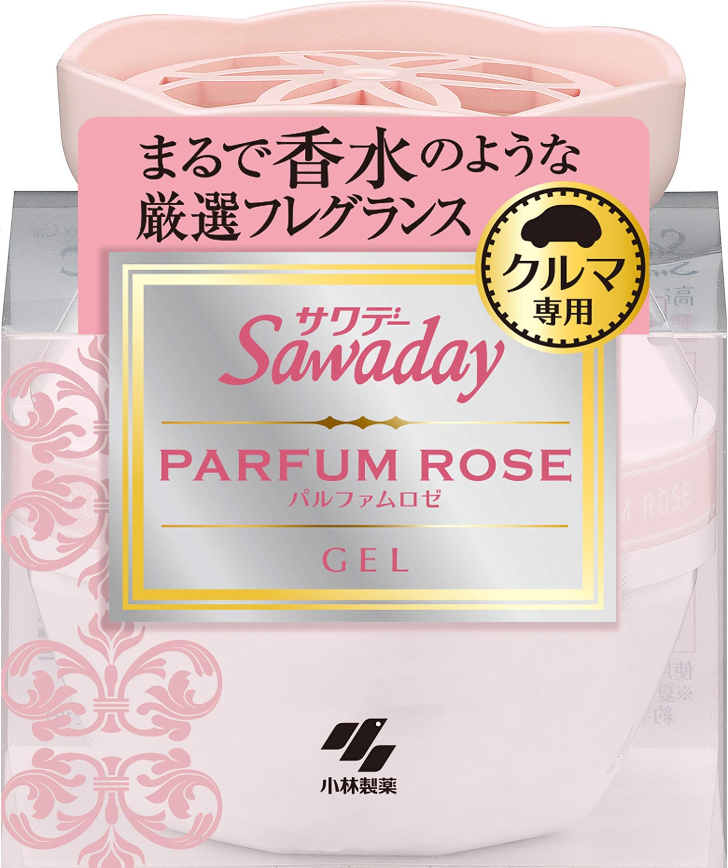 【まとめ買い】サワデークルマ専用ゲル　パルファムロゼ 容量90G×28点セット 小林製薬 芳香剤・車用