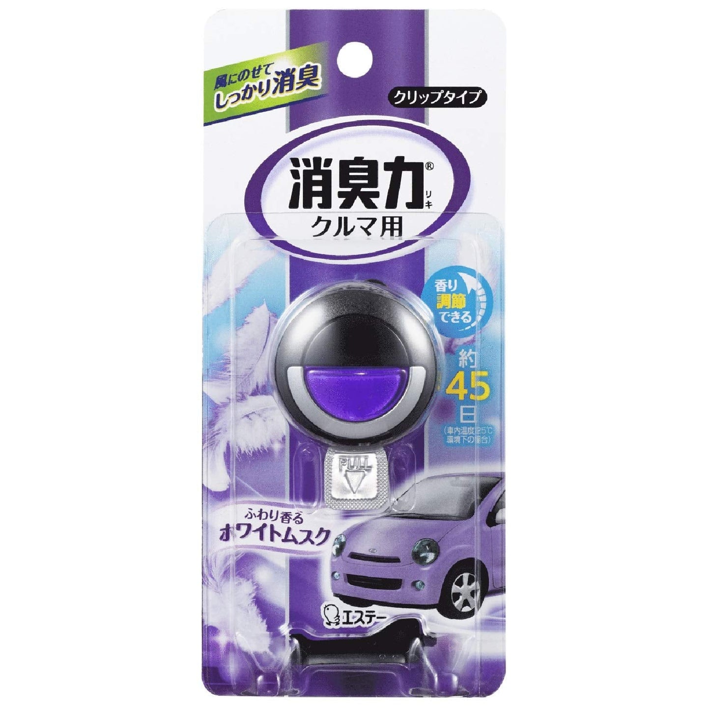 【まとめ買い】クルマの消臭力　クリップタイプ　ホワイトムスク 容量1個×24点セット エステー 芳香剤・車用