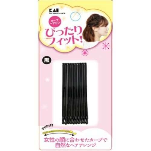 【まとめ買い】ＫＱ３１２３カーブヘアピン黒 容量10本×12点セット 貝印 スタイリング