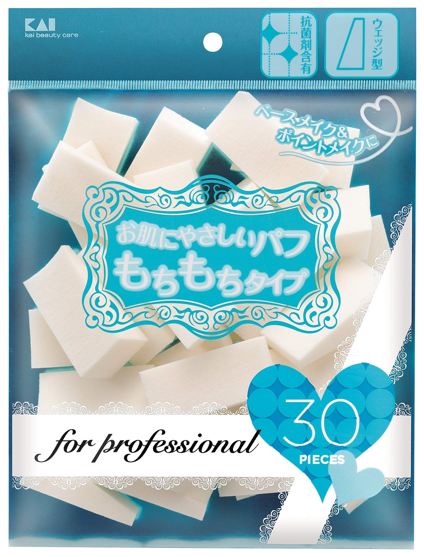 【まとめ買い】ＫＱ３２３２プロ用ファンデーションパフ　ウエッジ　３０Ｐ　ＳＢＲ 容量30個×6点セット 貝印 メイク