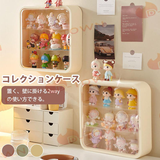 コレクションケース アクリル製 フィギュアケース 3段 ステージ ディスプレイケース 卓上 透明 防塵 コレクションケース棚 模型 展示用 壁掛け可能 w634A(ホワイト)