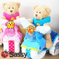 サッシーのおむつバイク【Ｓサイズ・ポロシャツ（イエロー）/チャームバンド：ライオン・ＮＥＷストローボトルのカラー：ピンク】サッシーのベビーアイテムでバイクに！出産祝い/ギフト/SASSY