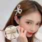 (ホワイト)ヘアピン リボン パールビーズヘアピン パッチン留め かわいい ヘアアクセサリー パールホワイト 子ども おしゃれ
