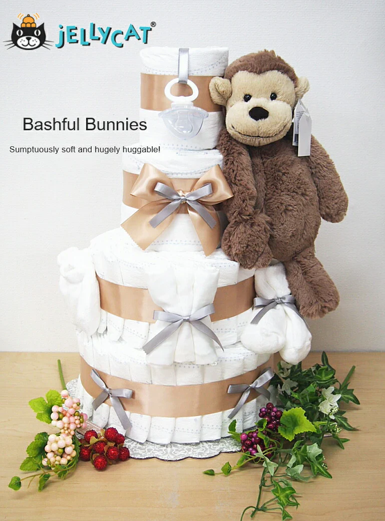 NEW大人気のジェリーキャットBIGサイズぬいぐるみおむつケーキ【Ｓサイズ/ホワイトラビット】出産祝いギフト