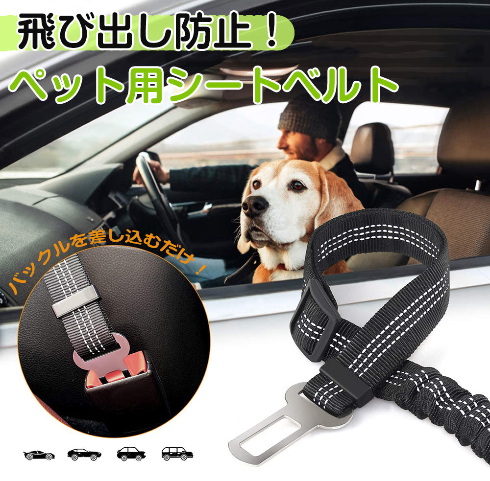 ペット用 シートベルト 犬 猫 お出かけ ドライブ リード 車 首輪 固定 飛び出し防止 長さ調節可能 ケージ クレート バックル挿すだけ リード ハーネスにつける