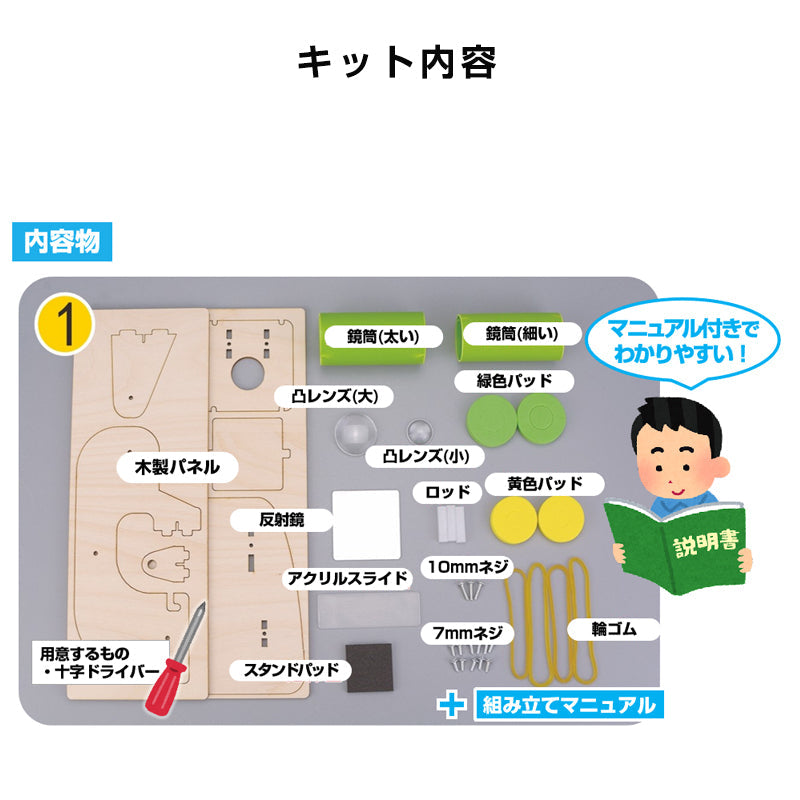 工作キット ミニ顕微鏡モデル DIYキット 組み立て簡単 親子で触れ合い 観察 子供 学習用 おもちゃ 自由研究 夏休み 科学 実験 理科 授業 小学生 教材 学校