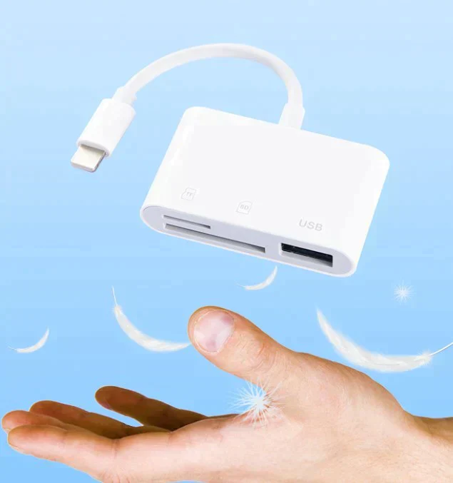 SDカードリーダー 3in1 iPhone iPad データ転送 動画転送 ライトニング SD TF USB3.0