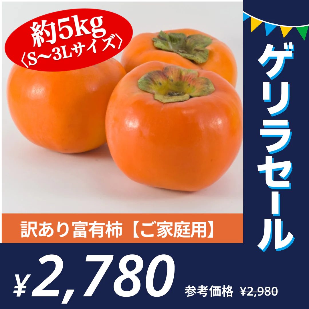 【11月上旬より順次発送予定】富有柿 訳あり 1箱(約5kg) S〜3Lサイズ 送料無料
