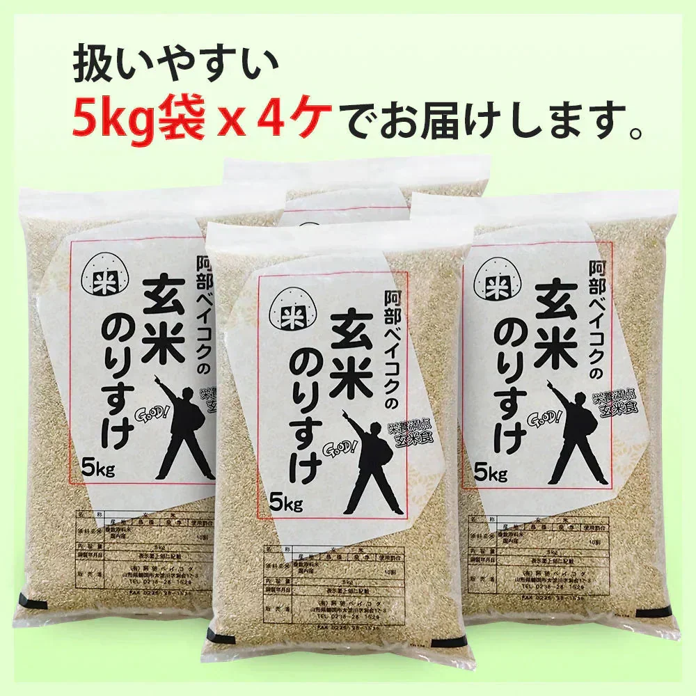 玄米 20kg (5kg×4袋) 玄米のりすけ 国内産 送料無料 玄米20キロ こめ コメ お米 お米20kg お米20キロ