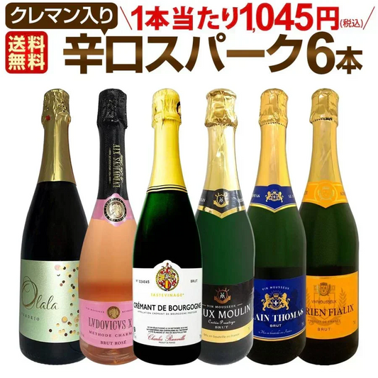 【送料無料】ベスト・オブ・スパーク！当店厳選！高級クレマンも入った極旨泡ばかりの辛口スパークリングワイン6本セット！