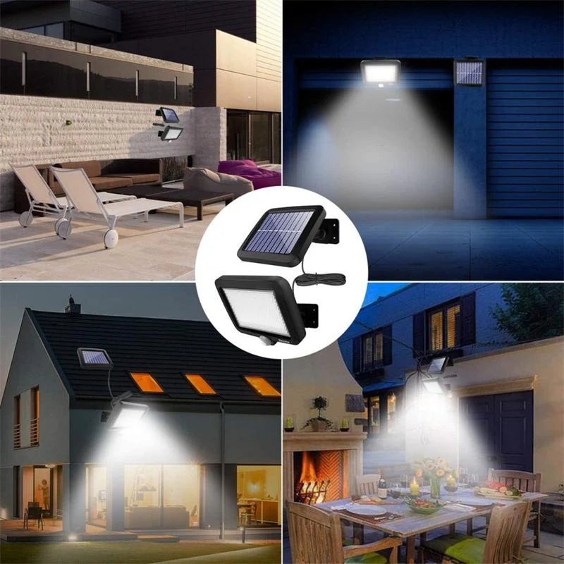 LED センサーライト 屋外 ソーラー 56LED分離式（ソーラ?ライトのセット） 人感センサー 分離式　延長コード付(w004)