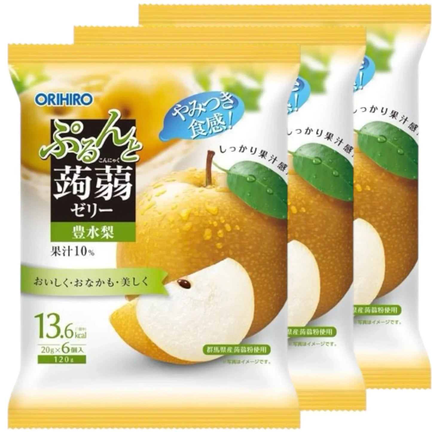 ＜3個セット＞オリヒロ ぷるんと蒟蒻ゼリー パウチ 豊水梨 20g×6個 ぷるんと こんにゃく ゼリー 梨(豊水梨=3) ※