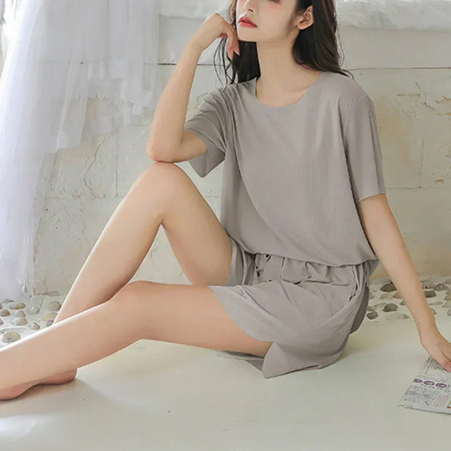 「送料無料 ブルー 接触冷感 」ルームウェア 接触冷感 セットアップ リラックス インナー 半袖トップス インナーウェア ゆったり 送料無料