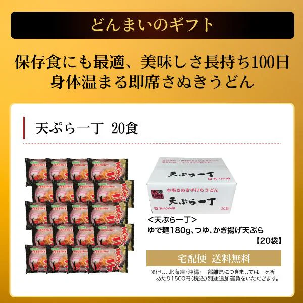 天ぷら一丁20食 天ぷらうどん 讃岐うどん 送料無料 （沖縄+1500円） ご当地セット 産直 一丁 福袋 天ぷら 食品 グルメ 食べ物 プレゼント ギフト ギフトセット お歳暮 御歳暮 歳暮