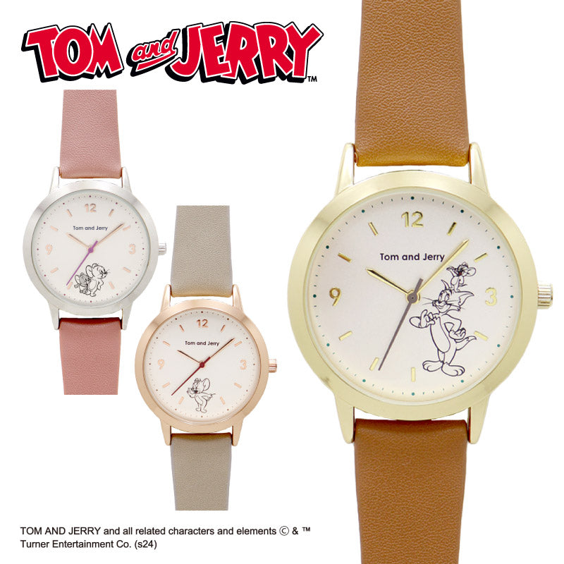 【ブラウン】トムジェリ レザー A  TAJ002P  トムとジェリー かわいい 腕時計 レディース 好評 ウォッチ 時計 アナログ時計 女性 キャラ アナログ シンプル 贈り物 プレゼント ギフト クリスマス 誕生日 公式ライセンス フィールドワーク