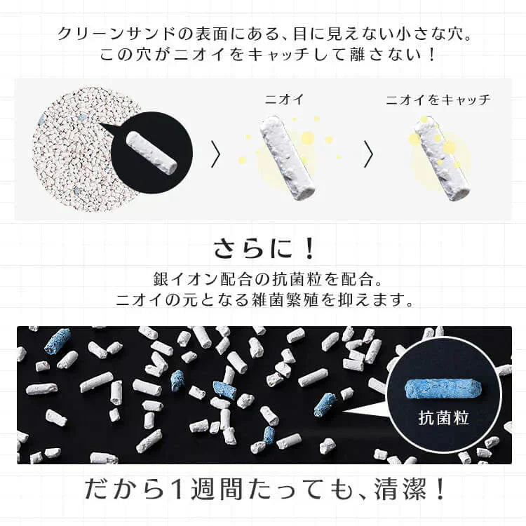 【無香料 / 4袋セット】 猫砂 鉱物 猫 ねこ トイレ 脱臭 抗菌 クリーンサンド 5L 無香料 CLS-5L