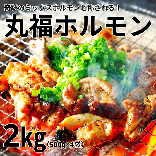 奇跡のミックスホルモン 丸福ホルモン(しょうゆ)500g×4袋(冷凍)たぶん！群馬県で1番芸能人が食べたホルモン焼🐷