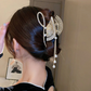 (ゴールド)ヘアクリップ ゆらゆらチェーン付き 髪留め 髪飾り 扇子 ヘアアクセサリー オシャレ上品 パーティー飾り