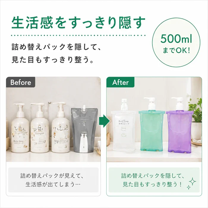 詰め替え そのまま クリップキャップ ディスペンサー2色組