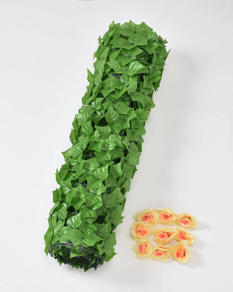 【花有タイプ】グリーンフェンス 1m×3m 目隠し 日除け おしゃれ 花付き 花無し 葉っぱ ベランダ 庭 防犯 侵入防止 / 目隠しグリーンフェンス
