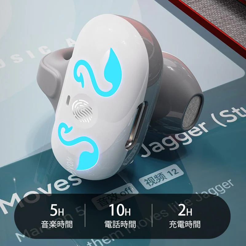 即納 Bluetooth5.3 スポーツイヤホン イヤホン 2023新仕様 雰囲気ライト付き Type-C充電 防水仕様 w638B(ホワイト)