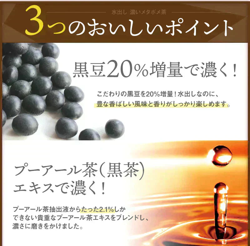 <98364>＼水出したったの30分／水出し濃いメタボメ茶１リットル用３０個入 （ ティーバッグ ティーパック 水出し お茶 健康茶 黒豆 ウーロン茶 杜仲葉 プーアール茶 時短 節電 ）水出しでもしっかり香ばしい♪