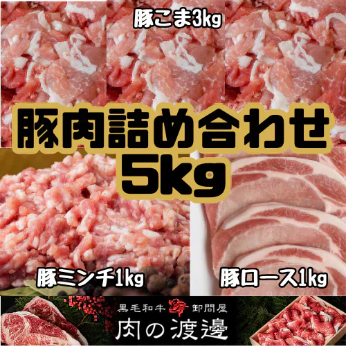 豚肉セット 5kg 【豚コマ切り落とし/豚ミンチ/豚ロース（薄切り）】