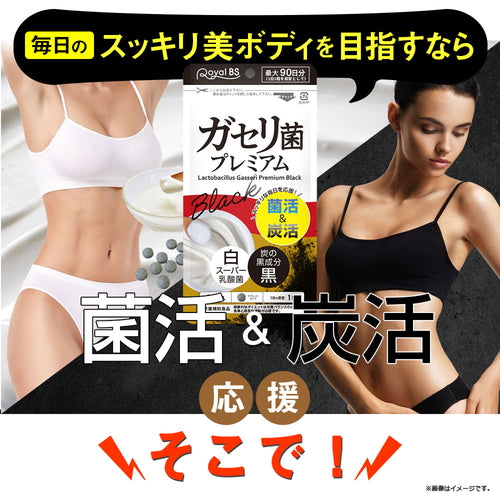 ガセリ菌プレミアム ブラック 約3ヶ月分 90粒ガセリ菌 活性炭 炭 チャコール 善玉菌 乳酸菌 腸活 菌活 炭活 サプリメント 大容量 お徳用 健康 美容 RoyalBS 日本製