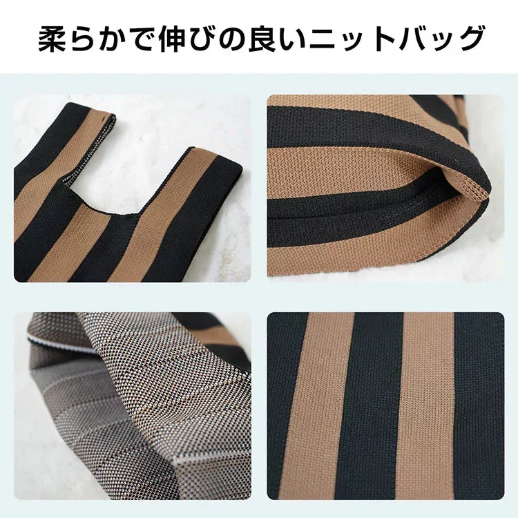 ◎10月上旬発送予定◎【花柄ブラック】SNS大人気 ニットマルシェバッグ  レディース 小さめ ニットバッグ 韓国 ミニバッグ ハンドバッグ トートバッグ おしゃれ【カウシェファーム収穫対象商品】