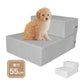 【グレー】ドッグステップ 犬 階段 ステップ 2段 ワイドタイプ 犬用ステップ スロープ 犬 犬用 ペット用 ペットステップ ペットスロープ クッション 踏み台 おしゃれ 小型犬 室内犬 段差解消 ヘルニア 脱臼 ケガ防止 高齢犬 介護 ペット用品