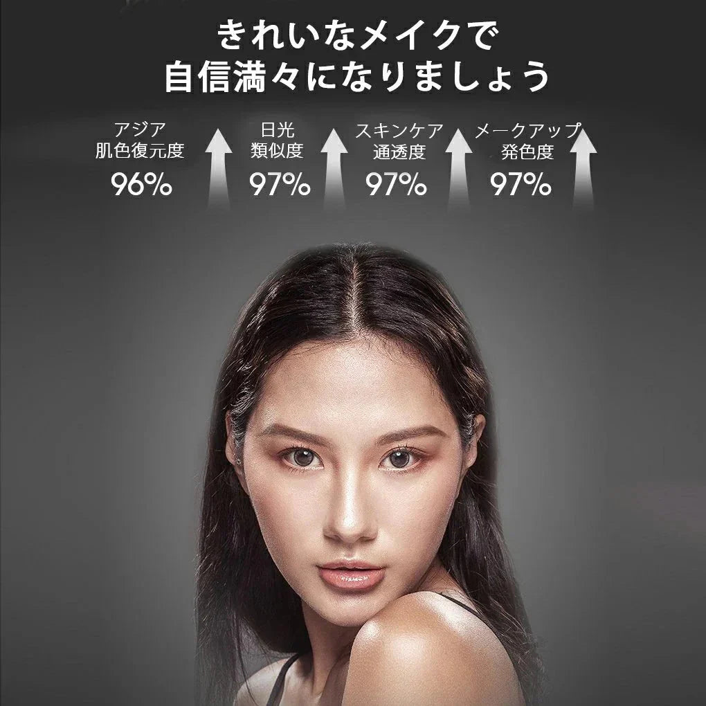 化粧鏡 卓上ミラー 鏡 化粧ミラー 女優ミラー 充電式 led付き 光色と明るさ調節可能 卓上スタントミラー 女性メークアップ　折り畳み w066C(グリーン)
