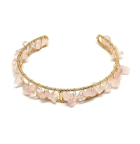 ブレスレット 送料無料 AUULA ローズクウォーツ さざれ石（小）ブレスレット アクセサリー かわいい ガーリー 上品 おしゃれ 女の子