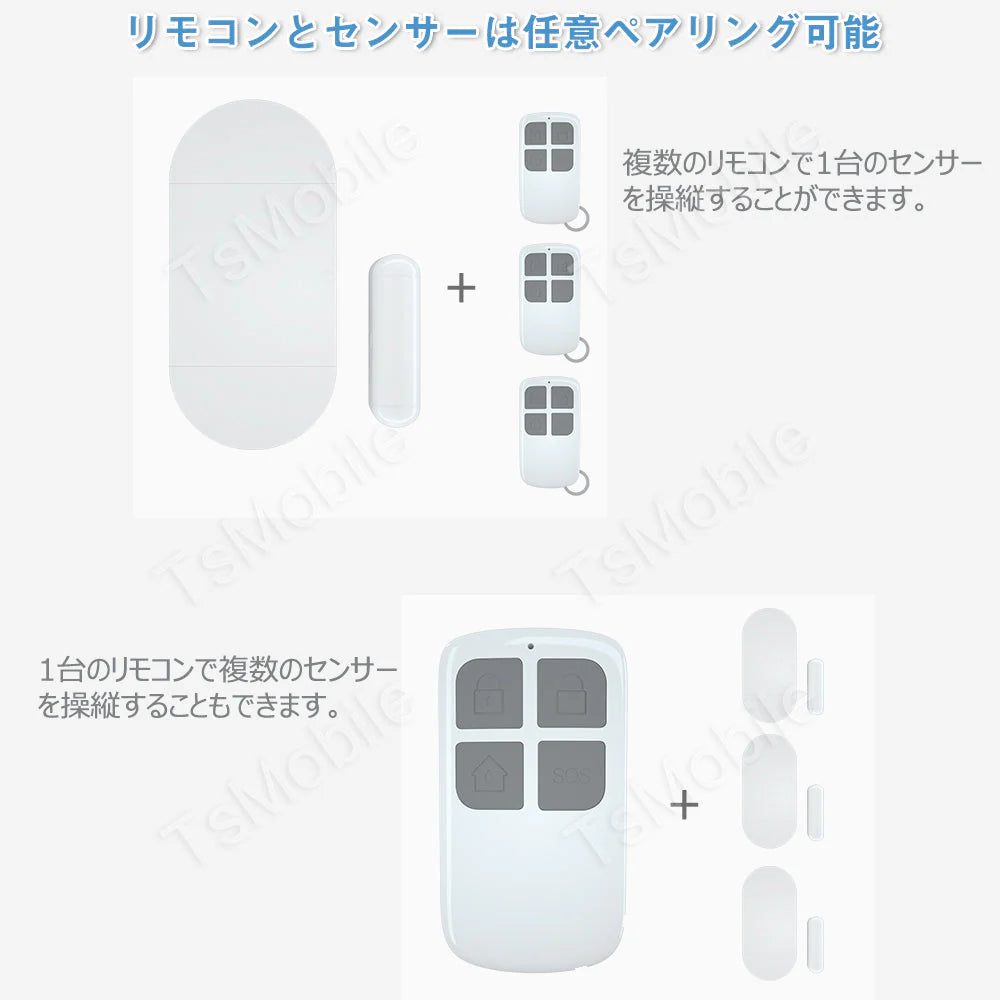 防犯ブザー ドア 窓 大音量アラーム リモコン付き ON/OFFリモートコントロール 玄関 防犯グッズ 不審者侵入対策 開閉感知センサー 一人暮らし