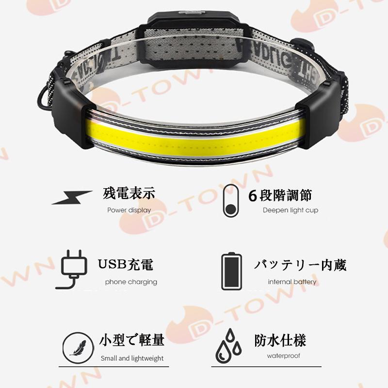 ヘッドライト LED キャップライト 超高輝度 充電式LEDヘッドライトり ジョギング センサー機 w608