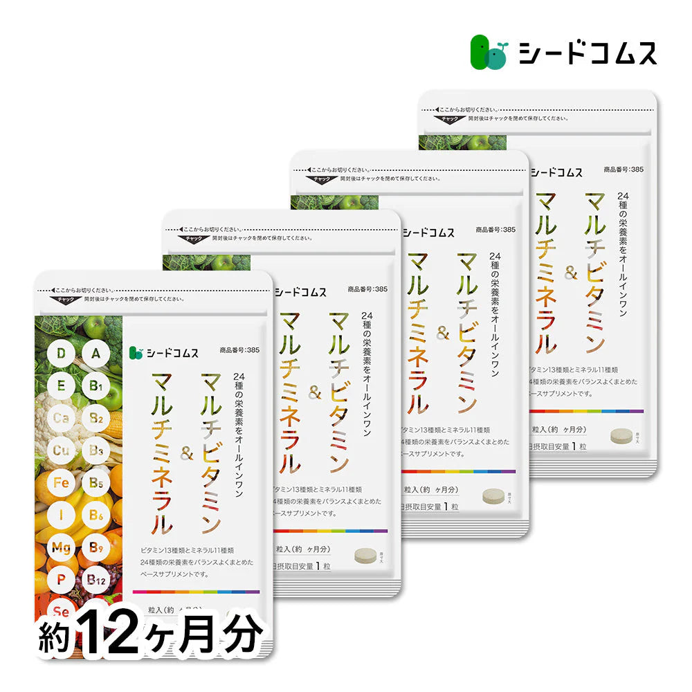 マルチビタミン＆マルチミネラル《約12ヶ月分》送料無料 サプリ サプリメント 健康 美容 ビタミンA ビタミンB ビタミンC ビタミンD ビタミンE 葉酸 ナイアシン ミネラル カロテン 鉄 亜鉛 カルシウム マグネシウム 銅 ヨウ素