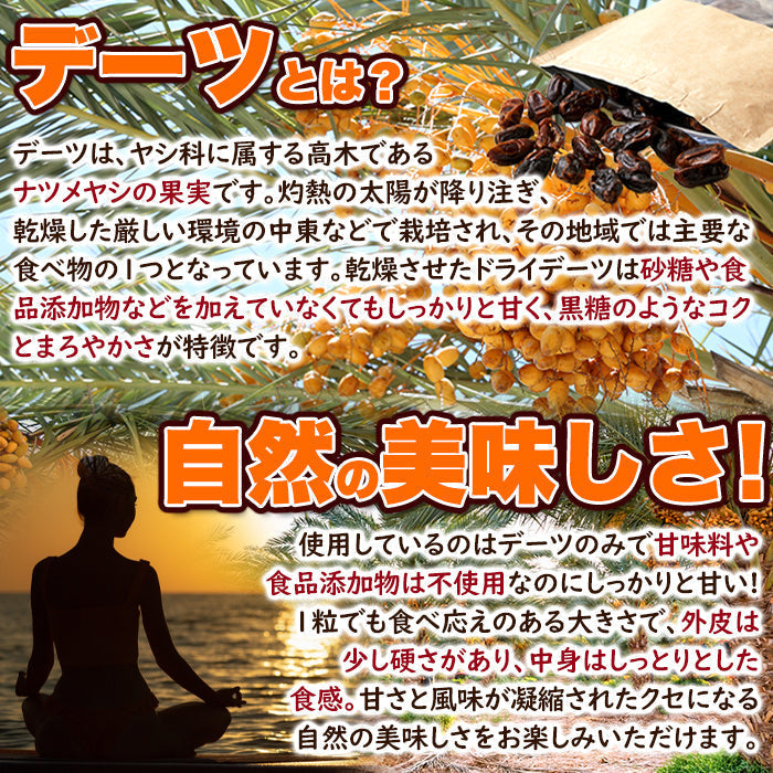 【3人シェア買いでお得】濃厚な自然の甘さ!!【大容量】 ドライデーツ デーツ 500g 砂糖不使用 種なしドライフルーツ ネコポス