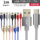 【1.0ｍ】【シルバー】充電ケーブル type-c 1m 1.5m 2m 3m 0.25m 0.5m タイプC Type-C USB 充電コード 充電器 高速充電 android アンドロイド データ転送 iPhone 15 / iPad Pro / Xperia XZs / Xperia XZ / Xperia X compact / Nexus 6P / Nexus 5X 等