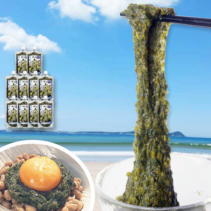 玄界灘産　粘りあかもく180ｇ×10個　合計1800ｇ　送料無料（一部除く）　アカモク ぎばさ ギバサ 国産 魚介類 ギフト お取り寄せ まとめ買い 福岡 食物繊維 ミネラル スーパーフード 海産物　パウチ　チューブ　タイプ