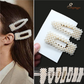 (A47)ヘアピン パッチン留め ヘアクリップ バレッタ 髪どめ 髪留め ヘアアクセサリー 白 パール風 真珠風